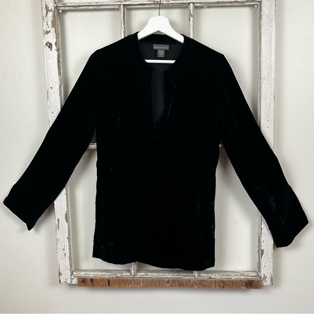 Banana Republic black velvet top tunic women’s size medium